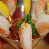 Shrimp Cocktail · Five jumbo chilled shrimp, cocktail sauce and celery.