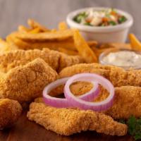 Fried Catfish · 500-1070 cal. Hand-breaded, domestic, farm-raised catfish, golden fried. Served with apple c...
