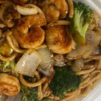 Seafood Noodles · With shrimp and scallops.