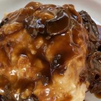 Open Faced Meatloaf · Homemade meatloaf on white toast and mashed cauliflower with your choice of gravy or chipotl...
