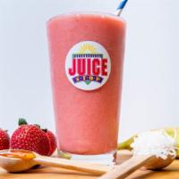 Off The Lip (24 Oz) · Pineapple Juice, Coconut, Bananas, Strawberries and Ice.