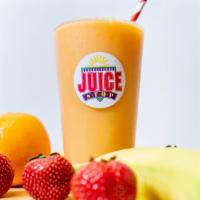 Slalom (24 Oz) · Orange Juice, Pineapple Juice, Orange Sherbet, Bananas, Strawberries and Ice.