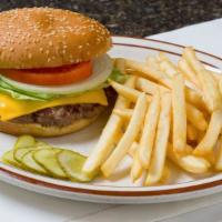 Cheeseburger (1/3 Lb.) · With your choice of swiss, American or cheddar cheese. One third lb Angus Beef. Served with ...