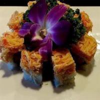 Dynamite Roll · Inside: Spicy tuna , spicy salmon and cucumber. Outside: Spicy crab and  spicy mayo.
Thoroug...