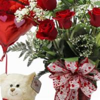 6 Love And Romance   · 1 dozen red roses , i love you balloon , and teddy bear