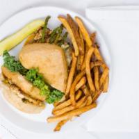 Chicken Asparagus Brie · Grilled chicken breast topped with fresh asparagus, melted Brie cheese, and rosemary ginger ...