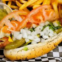 Chicago Style Hotdog With Fries · 