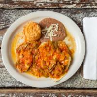 Huevos Rancheros · Served with Rice and Beans