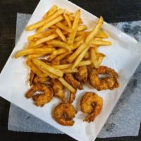 Shrimp · Served with fries.