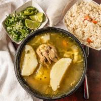 Chicken Soup · Our homemade chicken soup made with veggies such as carrots, potatoes, and corn. Served with...