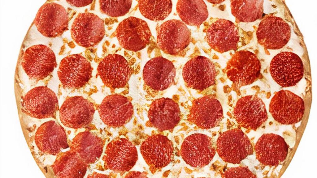 Edge Pepperoni · A large thin, crispy crust loaded to the edge with pepperoni, pepperoni, and MORE pepperoni. Sprinkled with garlic and herb seasoning and cut into 16 pieces.