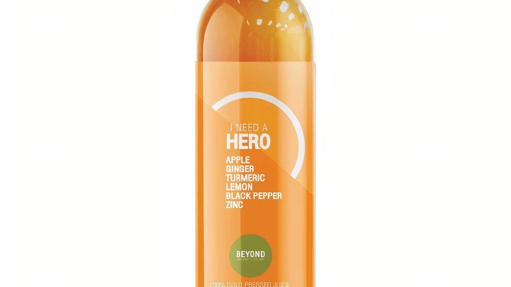 I Need A Hero · Apple, Ginger, Turmeric, Zinc, Lemon, and Black Pepper. Designed to promote a healthy immune system. 190 cal