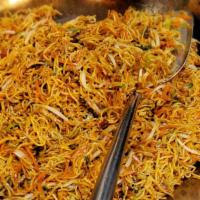 Vegetarian Sesame Noodles · Wok fried chow mein noodles with carrot, bean sprouts, green onion & peppers with sesame sau...