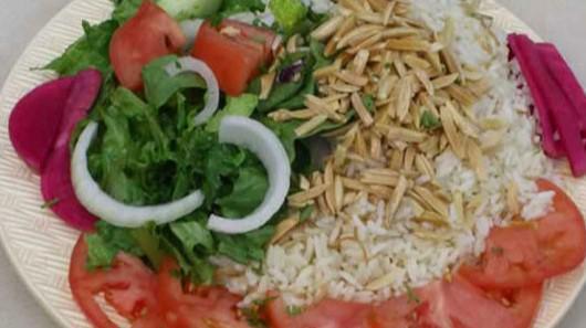 Rice Almond Salad · Denotes vegetarian selections. Fresh salad with rice pilaf topped with toasted slivered almonds.