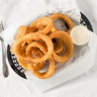 Battered Onion Rings (10) · Large Steak Cut Onions, Beer Battered & Deep Fried to Perfection.