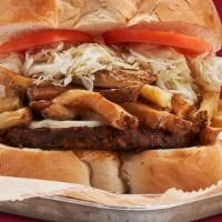 Southwest Black Bean Burger · Served with cheese, fries, slaw and tomato on Italian Bread.