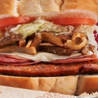 The Capone · Capicola, salami, hot sausage, melted provolone cheese, sweet-and-sour coleslaw, fresh-cut f...
