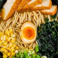 Vegetarian Miso Ramen · Hand-crafted vegan broth seasoned with our blended miso paste. Topped with buttered corn, wa...