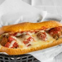 Meatball Sandwich · 3 Home-made Meatballs on A Toasted Italian Bread Topped with Marinara Sauce and Mozzarella C...