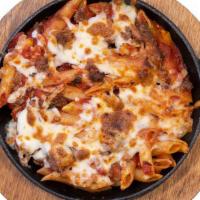 (I) Baked Mostaccioli Individual · penne noodles tossed with our meat marinara. baked with mozzarella cheese.