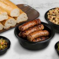 Italian Sausage (5 Pack) · Hot and ready to eat! Comes with bread, choice of a family side, and giardiniera and sweet p...