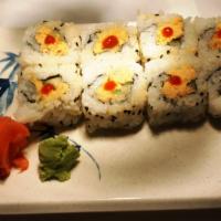 Spicy Salmon Roll · Cooked salmon, sriracha mayonnaise, and cucumber.