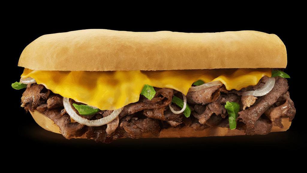 Steak Philly · Steak, American cheese, sautéed green peppers & onions