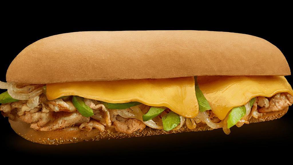 Chicken Philly · Chicken, American cheese, sautéed green peppers & onions