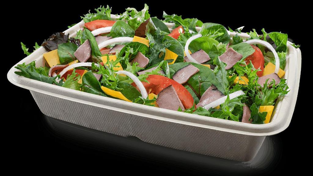 Roast Beef & Cheddar  · Roast beef, cheddar cheese, spring mix, onions, tomatoes, salt & your choice of dressing