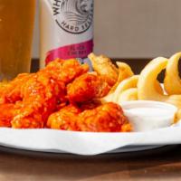 12 Chicken Wings · 12 breaded wings with choice of (2) sauces and ranch or bleu cheese
