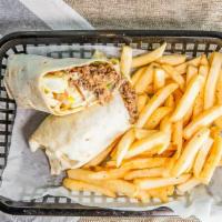 Philly Steak Works Wrap · 100 percent steak, grilled onions, green peppers, mushrooms with choice of cheese and all th...