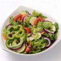 Garden Salad · Egg, cucumber, green pepper, carrot, lettuce, tomato, red onion, red cabbage. Served with yo...
