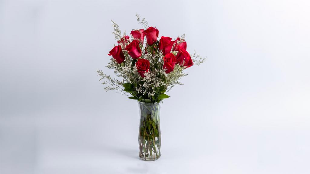 Dozen Roses Bouquet · Dozen roses bouquet  with seasonal filler flowers and foliage. Specify a color 1st & 2nd choice