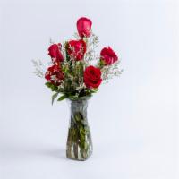 1/2 Dozen Roses Bouquet · 1/2 dozen roses bouquet with seasonal filler flowers and foliage. Specify a color 1st & 2nd ...