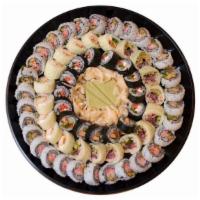 Large Tray · 9 rolls, 90 pieces. mix and match the rolls to your liking.. **each tray comes with spicy ma...