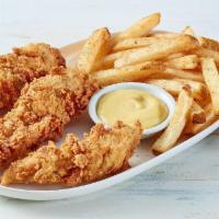Kids Large Chicken Tenders · Three chicken tenders served with choice of honey mustard or ranch for dipping and a kids si...