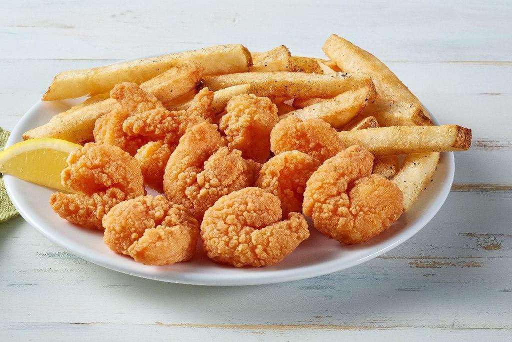 New! Kids Fried Shrimp · Tender, crispy popcorn shrimp & a kids side Item