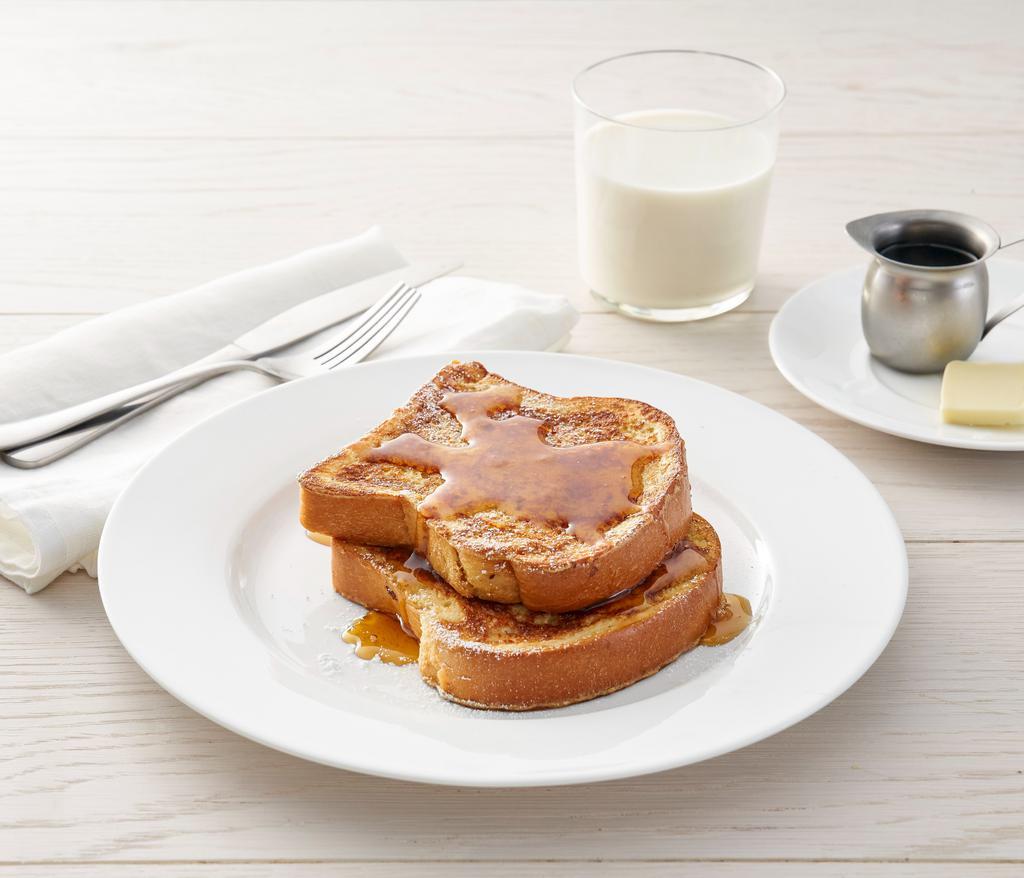 Brioche French Toast · Two pieces of brioche French toast, butter and syrup (790 cal)
