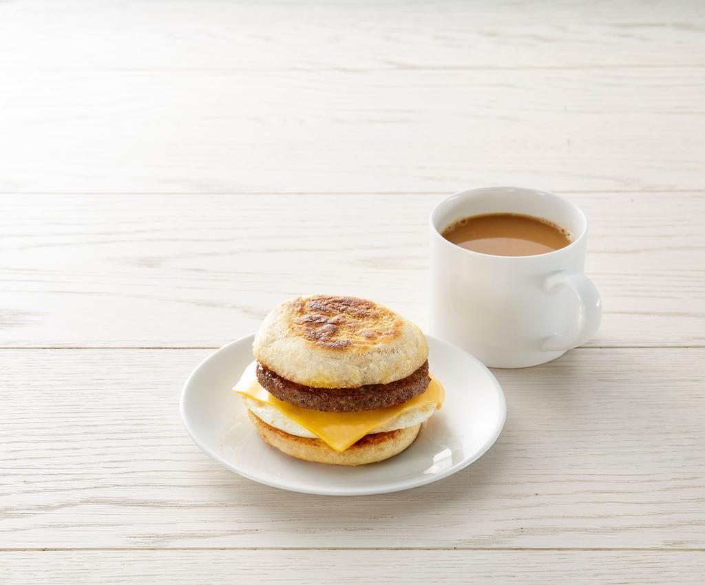 Morning Melt · Egg* with choice of sausage patty or Hickory House bacon, American cheese, on choice of toasted English muffin or biscuit (450-890 cal)