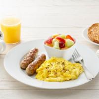 Good Start · Eggs*, choice of two pieces of meat, choice of side, and choice of toast or pancakes (530-15...