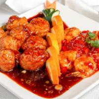 Phoenix And Dragon · Hot & spicy. A combination of chicken and shrimp precisely balances in a hot & spicy sauce