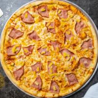 Hawaiian Society Pizza · Pineapples, ham and mozzarella cheese baked on a hand-tossed dough