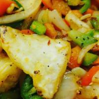 Spicy Squid  · Batter Squid stir fry with bell peppers, onions, jalapeños, garlic, cook in special seasonin...