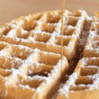 Malted Waffle · served with butter and syrup, make it a blockbuster! add 2 eggs, 2 bacon strips, and 2 sausa...