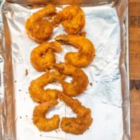 Golden Fried Shrimp · Eight golden fried shrimp.