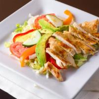 Grilled Chicken Salad · With onion, melted cheese, green pepper. Consuming raw or undercooked meats, poultry, seafoo...