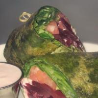 Garden Wrap · spinach, tomato, onion, beets, feta and Italian or Greek dressing