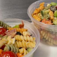 Door Dash - Salads - Antipasto Pasta Salad 8Oz · Made with Tri-Color Pasta Noodles, Salami, pepperoni, tomatoes, red peppers, black olives, p...