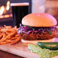 Fried Chicken Sandwich · Classic: Louisiana mayo and jalapeno slaw
Nashville Hot: Coleslaw and pickles