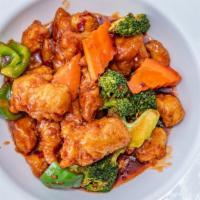 Empress Chicken · Spicy. Crispy chicken with carrots, broccoli, bell peppers cooked with spicy sweet sauce. Sp...